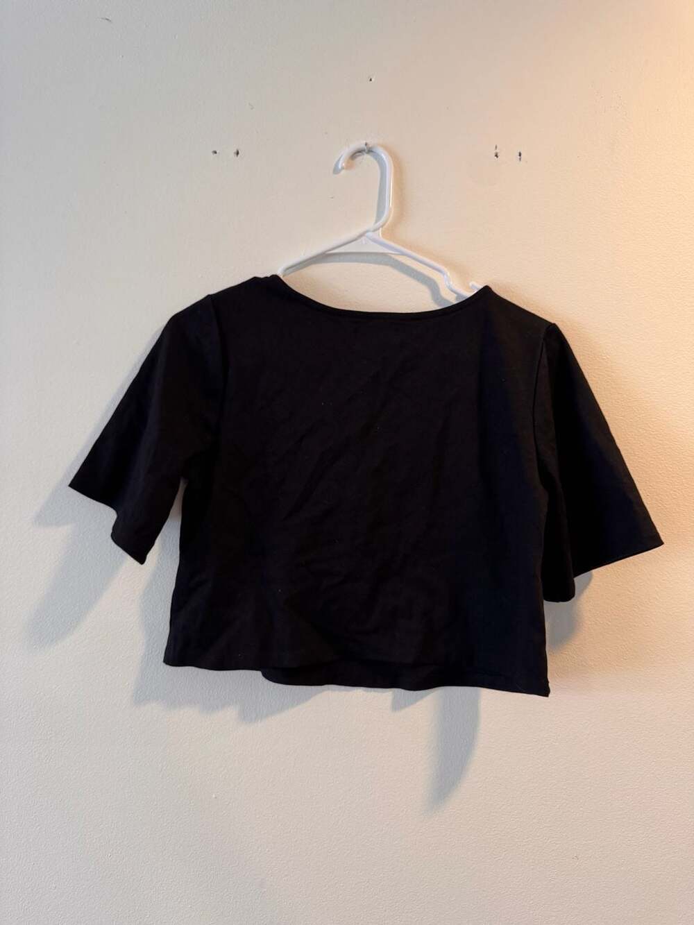 Ripley Rader Ponte Short Sleeve Top Size 3 Black Knit Crop Blouse - Picture 3 of 7